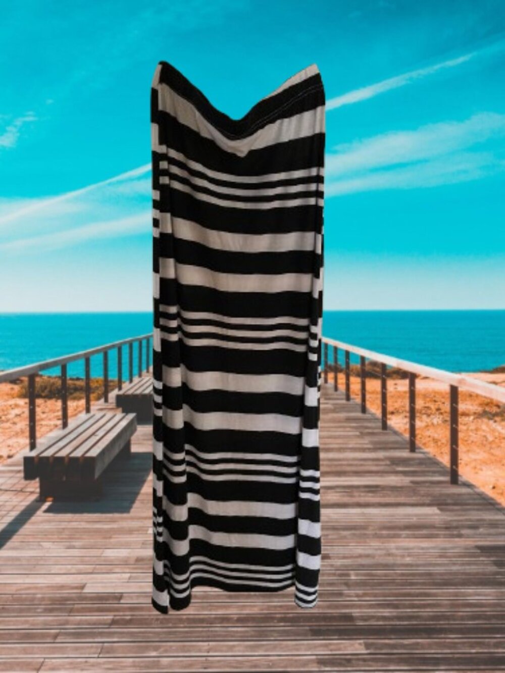 🖤 Connection 18 Black & White Striped Strapless Maxi Dress – Size XL – NWT